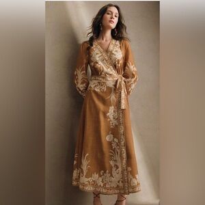 Anewsta Retro Lantern Sleeve Printed Dress